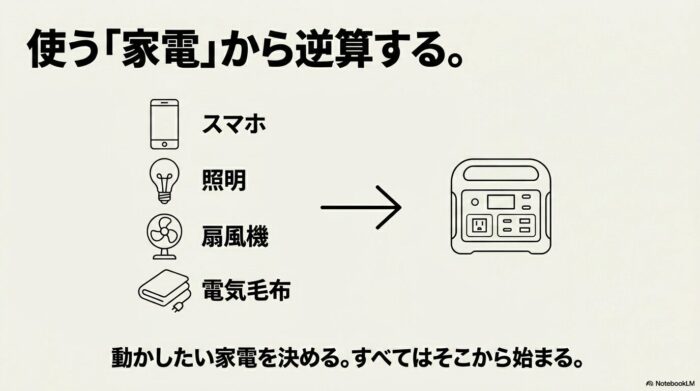 出典:イメージ:防災ポタ電探究+plus 防災・ポータブル電源がある生活