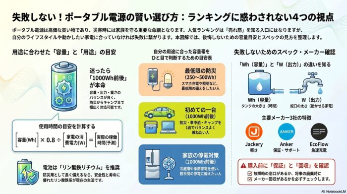 出典:イメージ:防災ポタ電探究+plus 防災・ポータブル電源がある生活