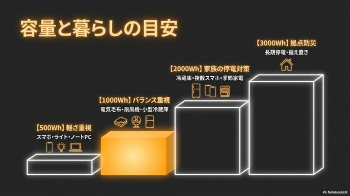 出典:イメージ:防災ポタ電探究+plus 防災・ポータブル電源がある生活