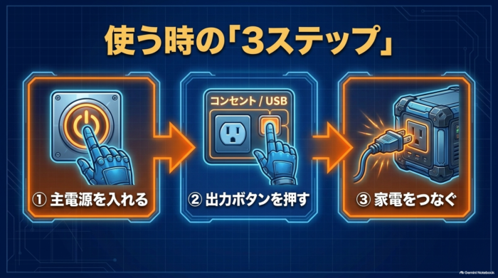 出典:イメージ:防災ポタ電探究+plus 防災・ポータブル電源がある生活