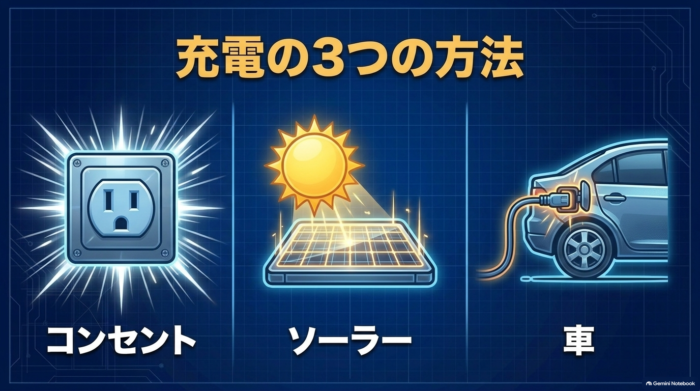 出典:イメージ:防災ポタ電探究+plus 防災・ポータブル電源がある生活