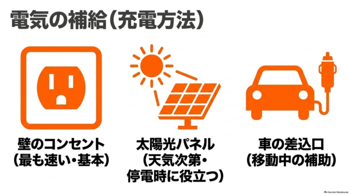 出典:イメージ:防災ポタ電探究+plus 防災・ポータブル電源がある生活